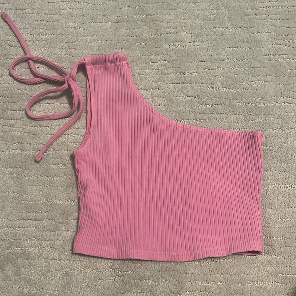 cropped one shoulder top
